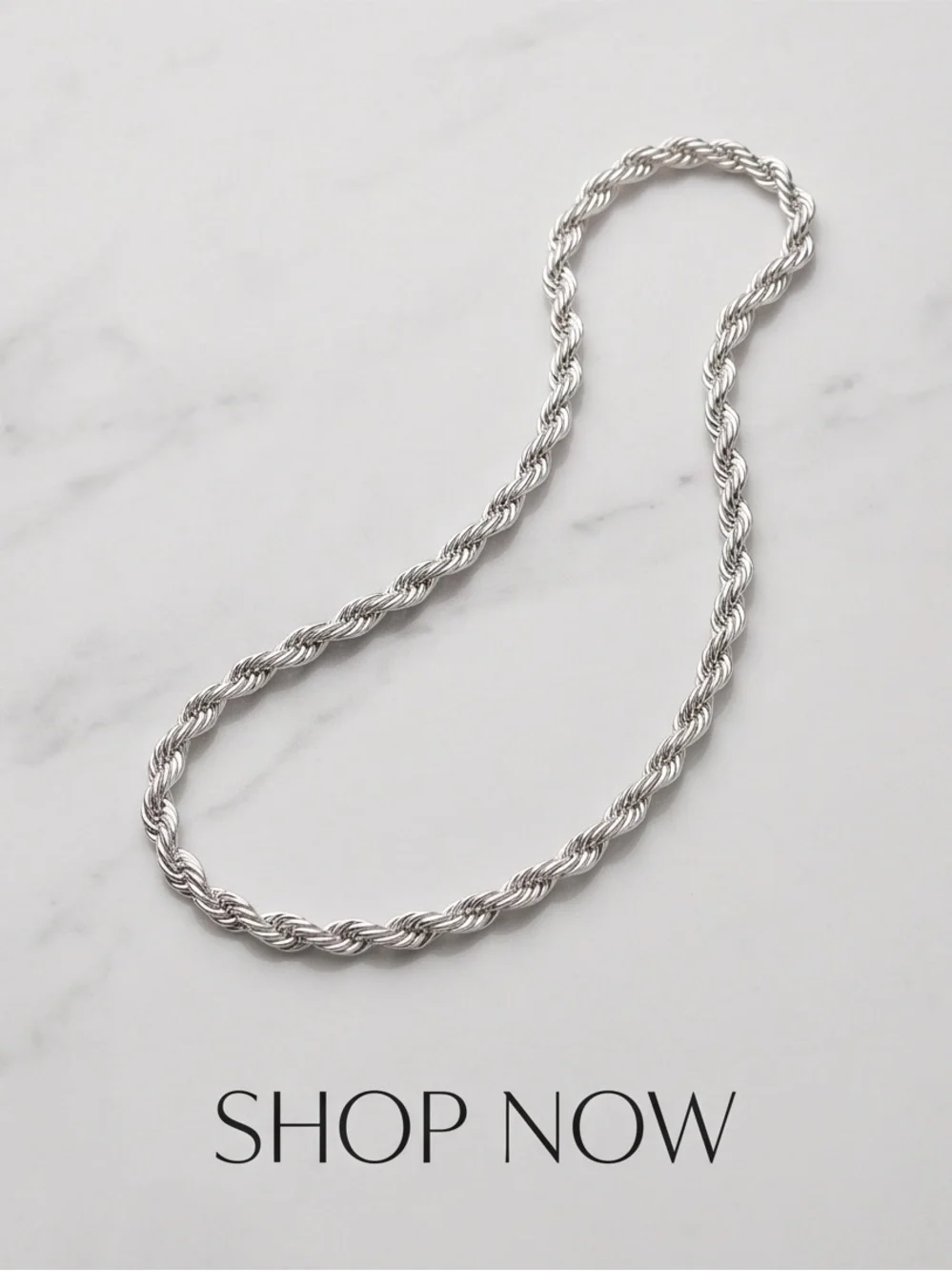 925 Sterling Silver Rope Chain Necklace Brand New.
